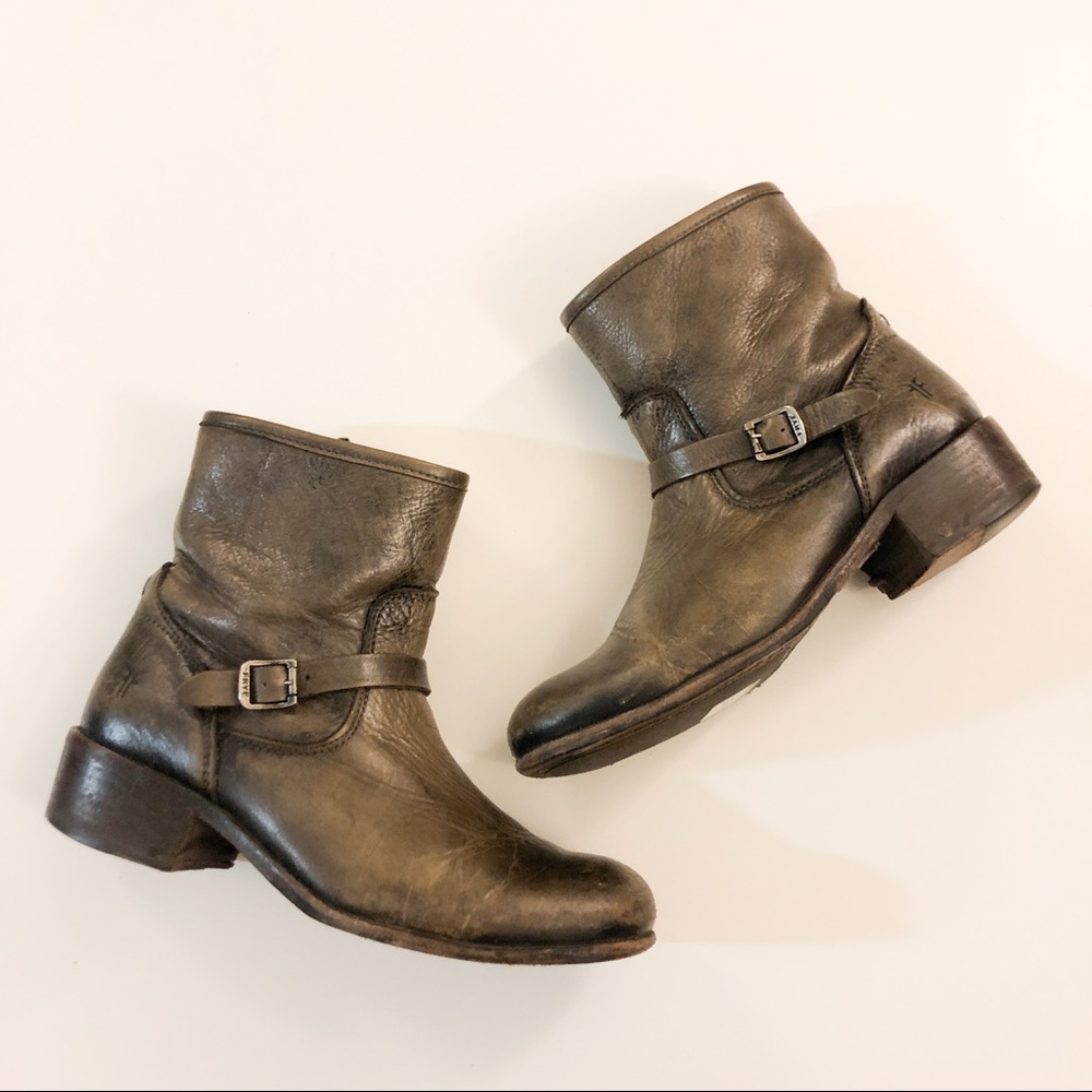 Frye Lynn Strap Side Zip Short Bootie Boots